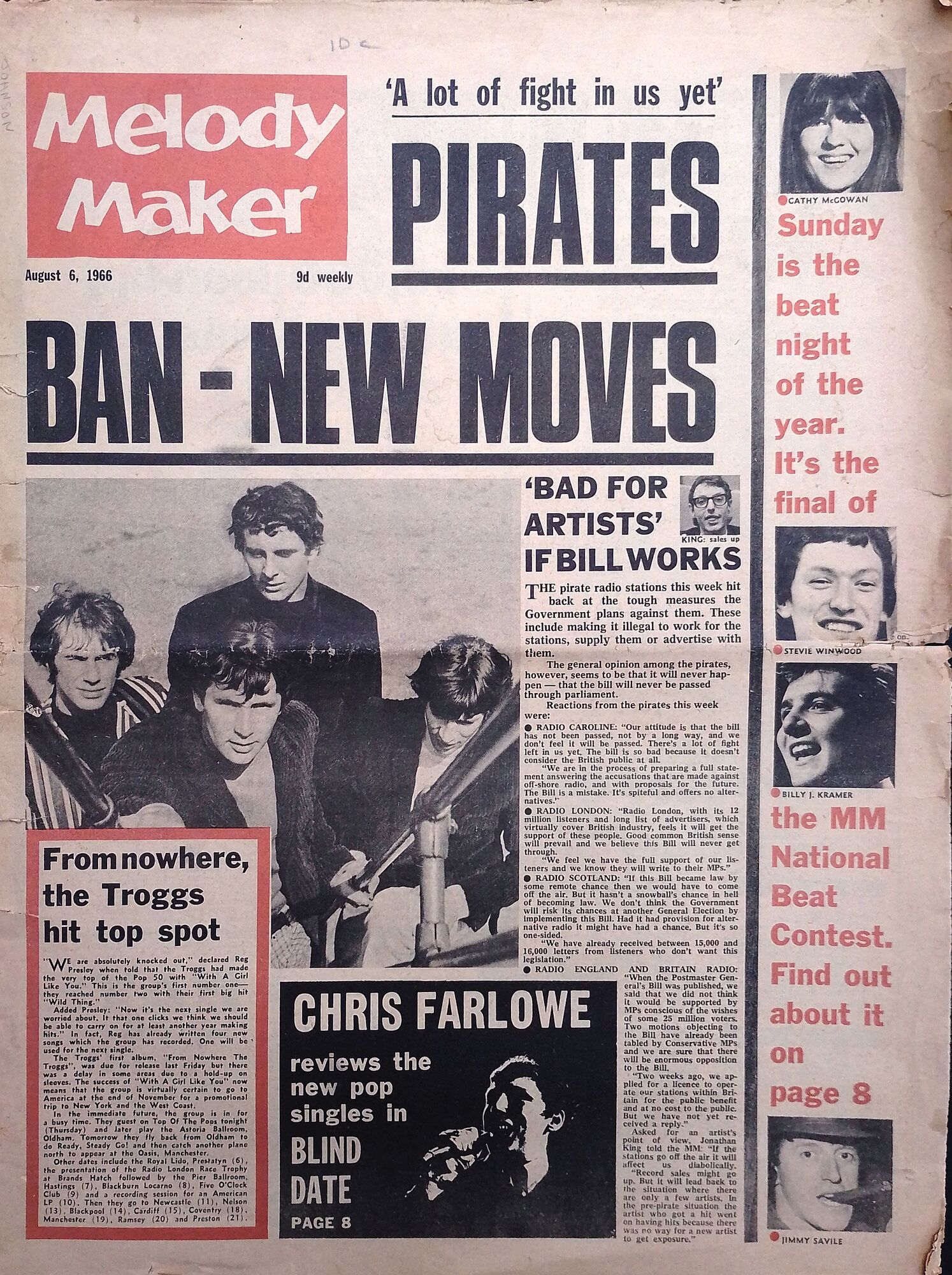 Cover of Melody Maker, August 6, 1966