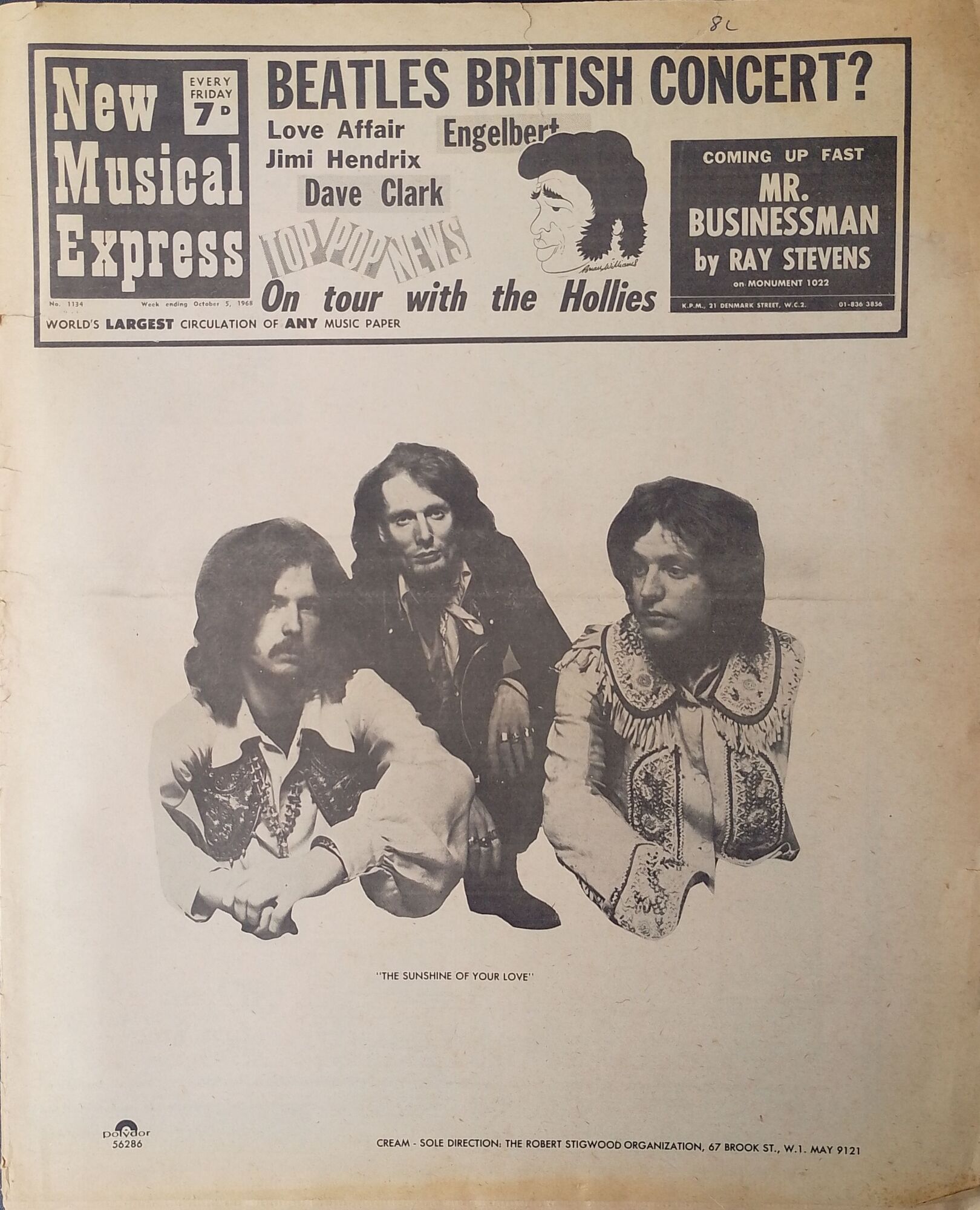 Cover of New Musical Express, October 5, 1968