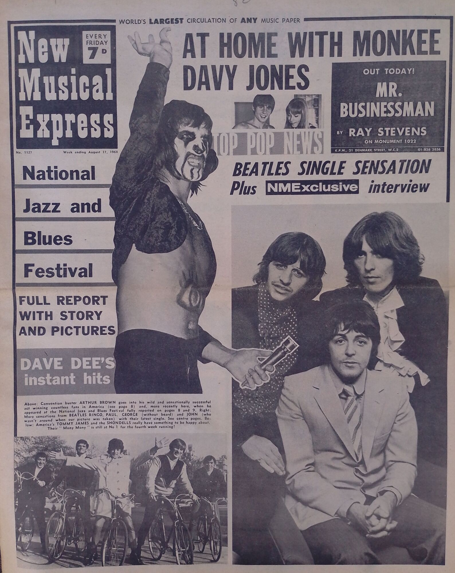 Cover of New Musical Express, August 17, 1968